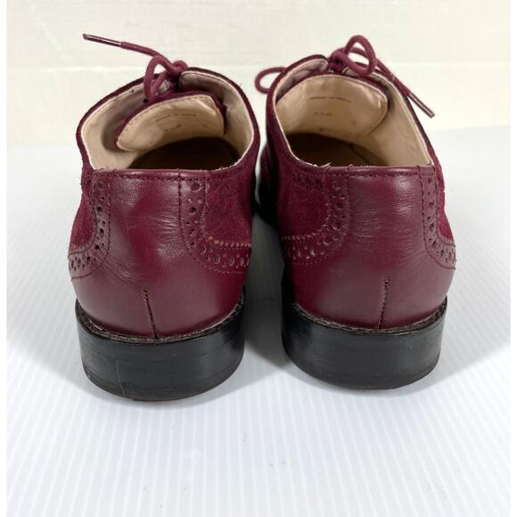 COLE HAAN Skylar Suede Leather Oxfords Size 6.5 Burgundy Wingtip Classic Preppy - Picture 6 of 12